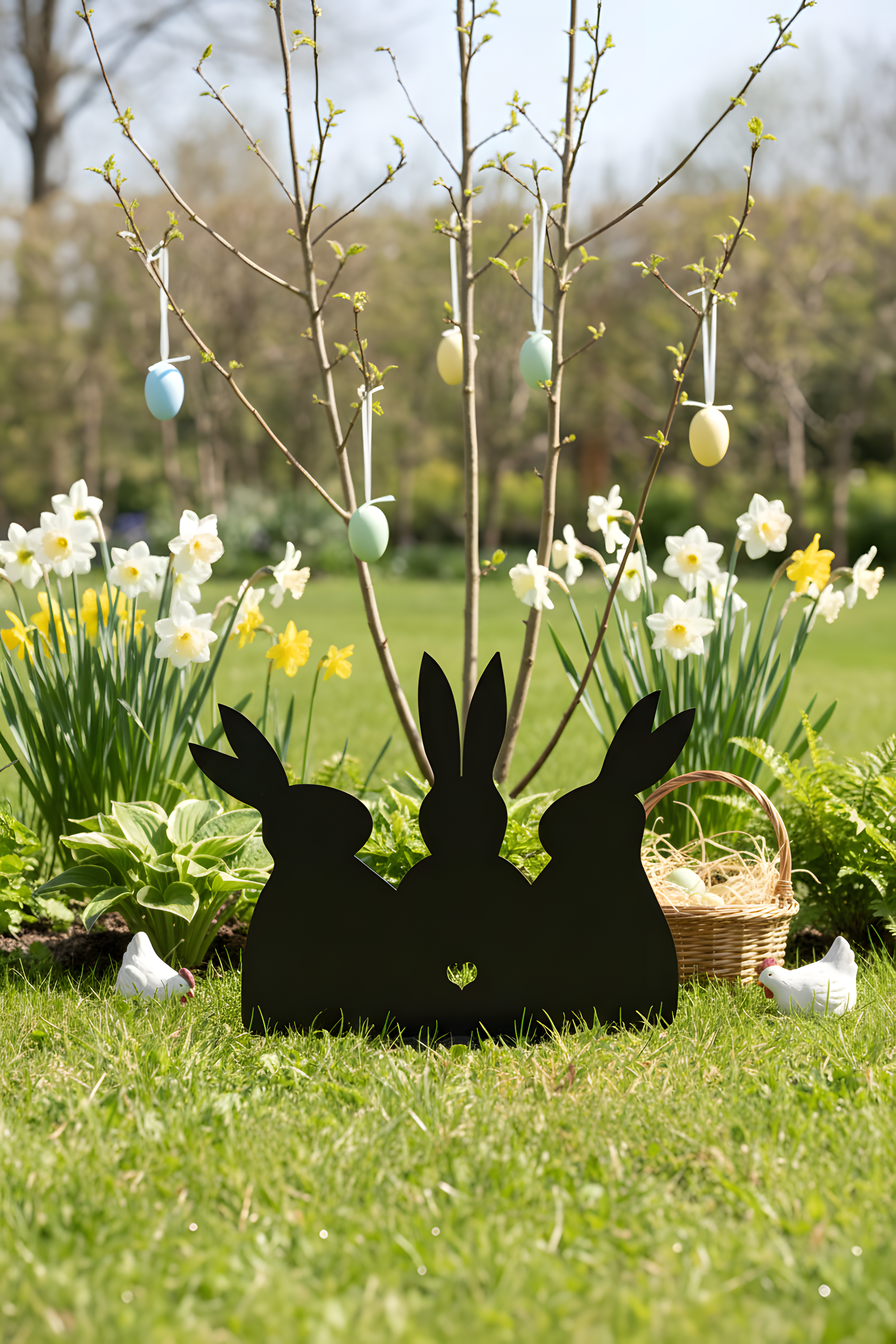 Osterdeko „Hasen Trio“ aus Metall