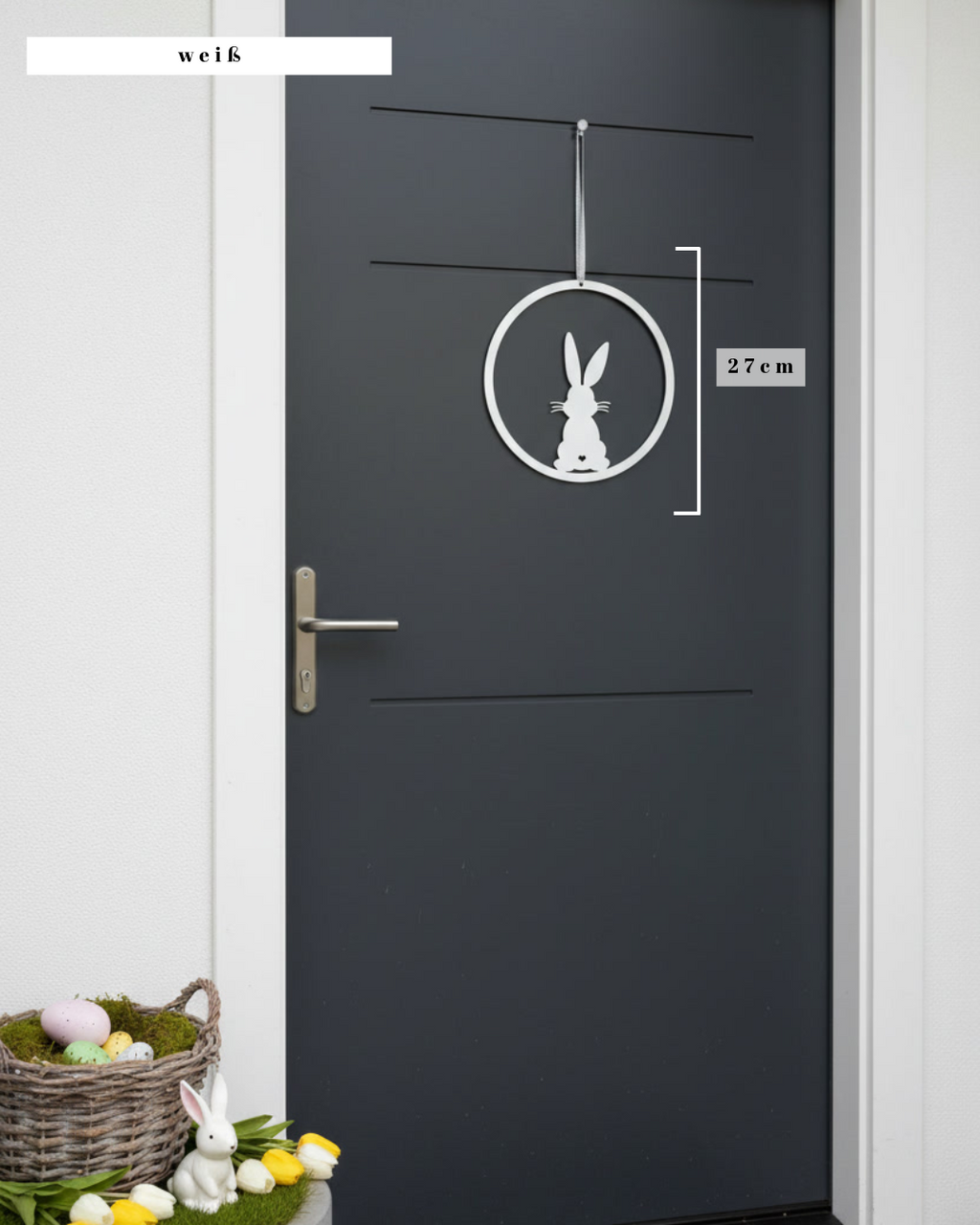 Osterdeko Hase aus Metall – Kreis Anhänger für Fenster & Wand