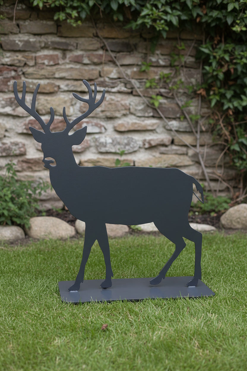 Metall Hirsch Schwarz – Wetterfeste Hirschfigur für Haus, Garten und Terrasse