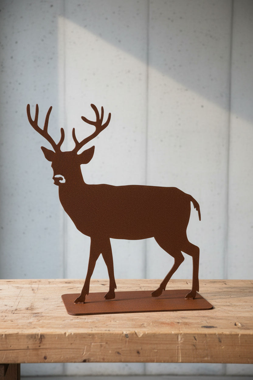 Metall Hirsch Schwarz – Wetterfeste Hirschfigur für Haus, Garten und Terrasse