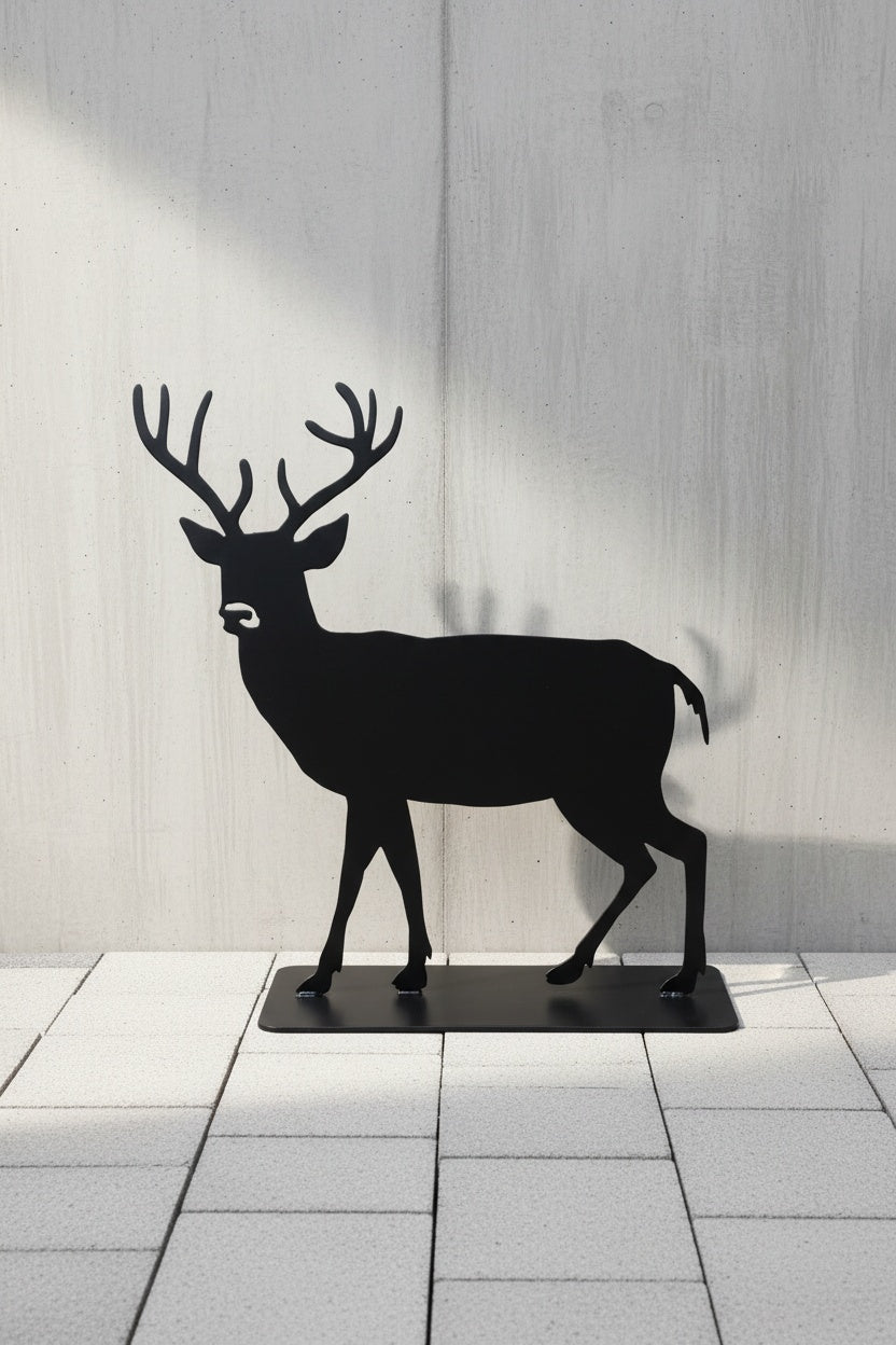 Metall Hirsch Schwarz – Wetterfeste Hirschfigur für Haus, Garten und Terrasse