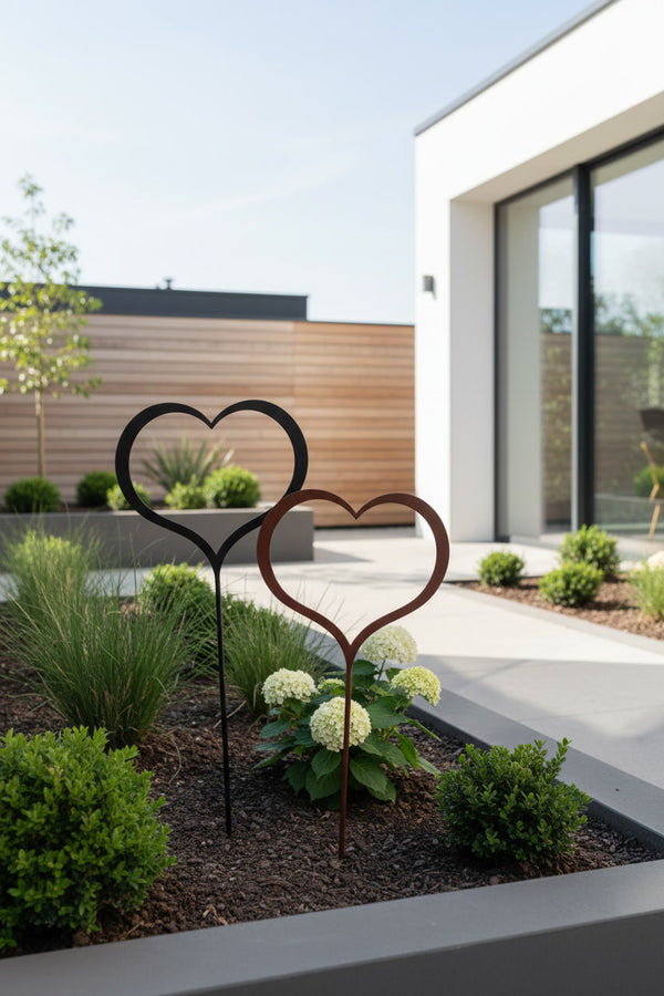 Gartenstecker in Herzform | groß 23 x 72 cm