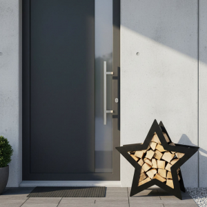 Kaminholzständer Sternform – dekorativer Holzständer Metall