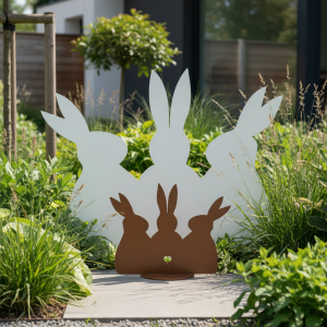 Osterdeko "Hasen Trio" aus Metall - Moderne Garten-& Fr&uuml;hlingsdeko